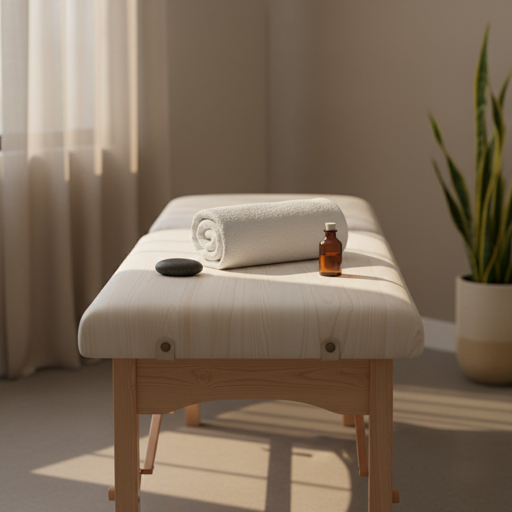 The alt text for the image is: Swedish massage table.